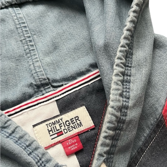 TOMMY HILFIGER Men's Stripe Hooded RELAXED Button Shirt Cotton - Picture 4 of 6